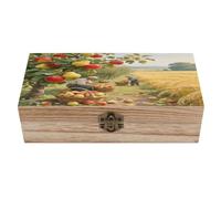 KOAYUBFC Wooden Jewelry Box Keepsake Storage Organizer A Fruitful Orchard Handmade Wooden Box for Storing Jewelry Coins Tartot Cards Small Treasures