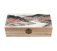 KOAYUBFC Wooden Jewelry Box Keepsake Storage Organizer Ancient Road in The Autumn Mountains Handmade Wooden Box for Storing Jewelry Coins Tartot Cards Small Treasures