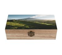 KOAYUBFC Wooden Jewelry Box Keepsake Storage Organizer Bali Terraced Volcano Handmade Wooden Box for Storing Jewelry Coins Tartot Cards Small Treasures