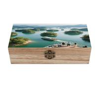 KOAYUBFC Wooden Jewelry Box Keepsake Storage Organizer Thousand Islands Handmade Wooden Box for Storing Jewelry Coins Tartot Cards Small Treasures