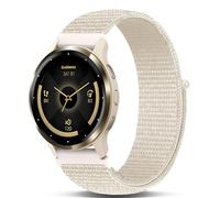 Koazon Hook and Loop Nylon Watchband Compatible with Garmin Venu 3s/2s/Forerunner265s/255s,18mm Soft Elastic Lightweiht Sport Adjustable Replacement Strap for Garmin Vivoactive 4S Women Men, Apricot