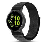 Koazon Hook and Loop Nylon Watchband Compatible with Garmin Vivoactive 5/6/3,20mm Soft Elastic Lightweiht Sport Adjustable Replacement Strap for Garmin Forerunner 165/55/245/Venu Sq 2 Women Men, Black