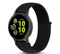Koazon Hook and Loop Nylon Watchband Compatible with Garmin Vivoactive 5/6/3,20mm Soft Elastic Lightweiht Sport Adjustable Replacement Strap for Garmin Forerunner 165/55/245/Venu Sq 2 Women Men, Black