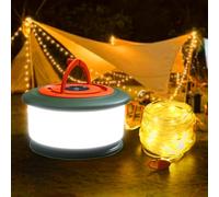 KOBAIBAN Camping String Lights, Rechargeable Tent Lights String with 6 Lighting Modes, 32.8 FT LED Hanging Waterproof Camping Lamp String for AWN Garden Travel Decoration Festival Gift (Green Orange)