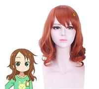 Kobayashi-san Chi No Maid Dragon Caichuan Lizi Cosplay Wig Brown and Red Short Curly Synthesis Hair Halloween Party Wigs+Wig Cap