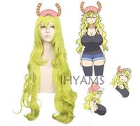 Kobayashi-san Chi no Maid Dragon Rukoa Onee Quetzalcoatl Green Long Wave Cosplay Anime Wig Hair Cosplay Sa + Wig Cap