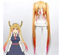 Kobayashi-san Chi No Maid Dragon Tohru Cosplay Wigs Yellow Gradient Pink Long Hair with Double Ponytails Anime Costume Wigs KUJ6548