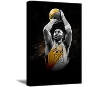 Kobe Bryant Canvas Wall Art Basketball Player Posters Wall Decor Sports Picture Modern Artwork for Boy Bedroom Decorations for Basketball Fan Memorabilia Gifts (12"×18" (30×45cm) Frame)