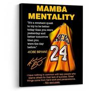 Kobe Canvas Wall Art Decor - Mamba Mentality Poster with Iconic Jersey and Inspirational Quotes, Motivational Artwork for Home and Office Decoration