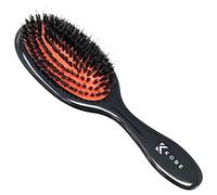 Kobe K81 Medium Dual-Bristle Cushion Hair Brush, 21.3x6.5cm - 9-Row Natural Boar & Ball-Tipped Nylon Paddle Hairbrush for Detangling, Smoothing & Shine