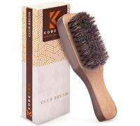 Kobe Light Wood Club Brush for Men - Boar Bristle Beard & Hair Styling Tool for Short Hair, Gentle Scalp Care, Daily Grooming & Travel