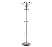 kobe metal coat stand with umbrella holder in chrome and brown
