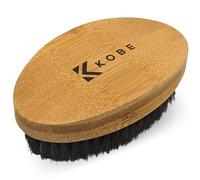 Kobe Palm Men's Military Style Boar Bristle Hair Brush/Beard Brush - Hand Sized Beard Brush for Men - Perfect for Beard Care - Works Well With Beard Oils (Bamboo)