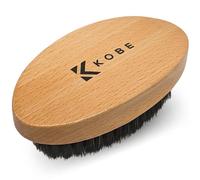 Kobe Palm Men's Military Style Boar Bristle Hair Brush/Beard Brush - Hand Sized Beard Brush for Men - Perfect for Beard Care - Works Well With Beard Oils (Beech)