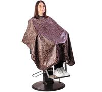 Kobe Professional Cutting Cape with Itch-Free Neoprene Seal Collar - Brown Safari Leopard Print, Water-Resistant Salon Gown, Adjustable Snap Fasteners for Barbers & Stylists
