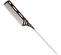 Kobe Professional Metal Pintail Comb - Brown - Carbon Fibre Handle & Steel Tail, Shatter-Proof, Anti-Static, For Precision Sectioning, Barbers, Salon Hairdressers, Hair Styling Tools