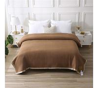 Kobelar Thick Warm Wool Blanket - 100% Pure New Zealand Wool, Soft, Queen Size/Double Size (Dark Camel, 108X90In)