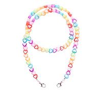 Kobeleen Kids Acrylic Rainbow Colorful Star Heart Beaded Chain Face Mask Holder Lanyard Eyeglass Anti-Lost Strap Necklace String Face Mask Holder Lanyard Strap