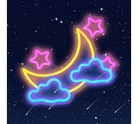 KOBES Moon Cloud Star Neon Sign - Blue/Yellow/Pink Neon signs for Wall Decor, USB Powered Moon Cloud Stars Neon Sign Light up Bedroom, Kids Room, Girls, Wedding, Party, Bar.