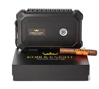 Kobi & Knight Travel Cigar Humidor with Hygrometer - Case for 6 x 8-Inch Cigars -Waterproof Dustproof Portable Cigar - Shockproof Humidor Kit - Cigar Aficionados Accessories - Cigars Gift Set for Men