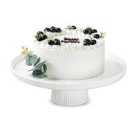 KOBIKOBI 10 Inch Ceramic Cake Stand for Weddings & Birthdays, Elegant Dessert Display Stand with Non-Slip Base, White Party Cake Plate for Baby Shower, Cupcakes, and Dessert Table Décor