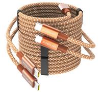 Kobilar USB C to USB C Cable 3 Pack,Nylon Braided 3Pack 60W 6.6FT Type C Fast Charging Cord Compatible for for iPhone 17/16, Galaxy S25, Pixel 9, MacBook, Chromebook, iPad Pro (Brown, 3Pack-6.6ft)