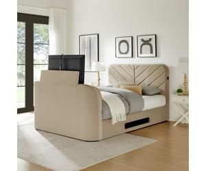 Koble Chevron Kingsize Smart TV Bed - Mink