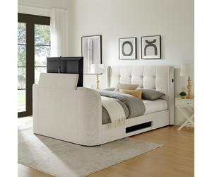 Koble Wafer Kingsize Smart TV Bed - Cream