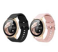 Kobmand Silicone Watch Strap for AGPTEK LW11.22 mm with Bucket for AGPTEK (Model Number LW11) (Black + Pink)