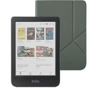 Kobo Clara Colour Black eReader & Misty Green SleepCover Bundle | 6” Glare-Free Colour E Ink Kaleido 3 Display | Dark Mode Option | Waterproof | Built-in-2-Way Stand Cover