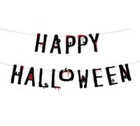 KOBOKO Halloween Banner Garland, Happy Halloween Letters Decoration, Black with Blood Design, Party Decoration
