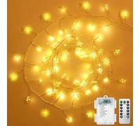 KOBOKO Star Fairy Lights, 1.8 m 80 LED Fairy Lights Star with 8 Modes, Fairy Lights Indoor Battery, Fairy Lights for Children's Room, Christmas Decoration Lights for Valentine's Day, Bedroom, Wedding