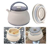 KOBONA 1.5L Silicone Kettle with Handle Portable Camping Kettle Stainless Steel Bottom Collapsible Water Boiler for Hiking Backpacking