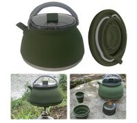 KOBONA 1.5L Silicone Kettle with Handle Portable Camping Kettle Stainless Steel Bottom Water Tea Cookerware for Hiking Backpacking