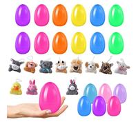 KOBONA 12/24 Pack Easter Eggs with Animal Plush Toys, 6*4cm Easter Eggs Filled Mini Colorful Animals Filled for Kids, Easters Basket Stuffers Party Favor Classroom Exchange Prize