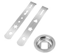 KOBONA 2 Pcs Biscuit Attachment Stainless Steel with Connection Ring Meat Grinder Attachment 8 Patterns Cookie Maker Attachment for Size 5 Meat Grinder