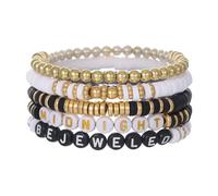 KOBONA 5Pcs Friendship Bracelet Set with Clay Bead for Taylor Fans Adjustable Stretch Beaded Bracelets Swift Bracelet Preppy Bracelet New Album Inspired Bracelets for Teen Girls Music Lovers Fans
