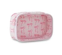 KOBONA Clear Bowknot Cosmetic Bag Transparent Bowknot Painted Toiletry Bag Fashion Pink Cosmetic Storage Case for Ladiy Girl Woman Outdoor Travel