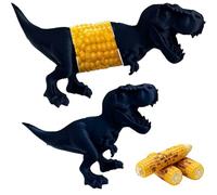 KOBONA Dinosaur Corn Cob Holders Reusable Stainless Steel Barbecue Skewers Prongs Unique Dino Sweetcorn Holders for Kids and Adults