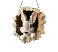 KOBONA Easter Wooden Sign, Happy Easter Door Handing Plaque, Bunny Wall Decoration,Chick Rabbit Wood Sign,Spring Holiday Wood Plaque for Party Wall Decor for Home Outdoor Indoor Decoration