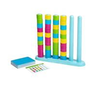 KOBONA Quick Thinking Stacking Challenge with Pattern Cards Color Matching Stacking Toy 2-4 Players Educational for Travel-Friendly Family Party Games