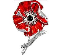 KOBONA VE Day 80 Poppy Brooch, Red Poppy Flower Pin Badge Brooch, VE Day 80th Anniversary Decorations for Veterans Days badge Clothes Backpack Hat Memorial Days Souvenir Gift