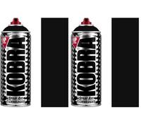 KOBRA HP High Pressure Spray Paint 400ml Can - Professional Grade 100% Acrylic Formula with Matte Finish for Graffiti, Street Art, Crafts & Multi-Surface Use (5 Supergloss Black) (Pack of 2)
