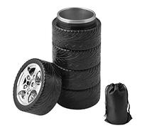 KOBSAINF Tire Coffee Mug Thermos Coffee Travel Mug Stainless Steel Tea Cup Water Bottle Personalized Mechanic Gifts Christmas Birthday Present for Men Designed for Car Lovers Truck Driver, 11oz Black