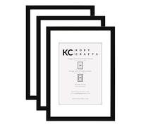 Koby Crafts Pack of 3 Black Picture Frames for A4 or A3 Images | 3 Pack Black Wooden Photo Frames | Hang Portrait/Landscape | A4 Image Mount