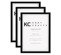 Koby Crafts Pack of 3 Black Wooden A4 Picture Frames 21x29.7cm | Tabletop or Wall Mount | Free-Stand or Hang Portrait/Landscape