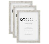 Koby Crafts Pack of 3 Light Wood Effect Picture Frames for A4 Images 21x29.7cm | 3 Pack Wooden Photo Frames | Tabletop or Wall Mount, Free Stand or Hang Portrait/Landscape