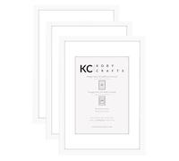 Koby Crafts Pack of 3 White Picture Frames for A4 or A3 Images | 3 Pack White Wooden Photo Frames | Hang Portrait/Landscape | A4 Image Mount