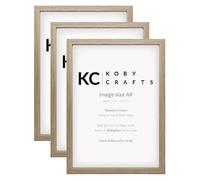 Koby Crafts Pack of 3 Wood Effect Picture Frames for A4 Images 21x29.7cm | Wooden Photo Frames | Tabletop or Wall Mount, Free Stand or Hang Portrait/Landscape | Posters Certificates