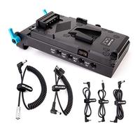 KOCACKOO V-Mount Lock Battery Plate Power Supply Splitter Adapter with 15mm Rod Clamp + BMPCC 4K and 6K Locking DC Cable for Blackmagic Pocket Cinema Camera 4K/6K.
